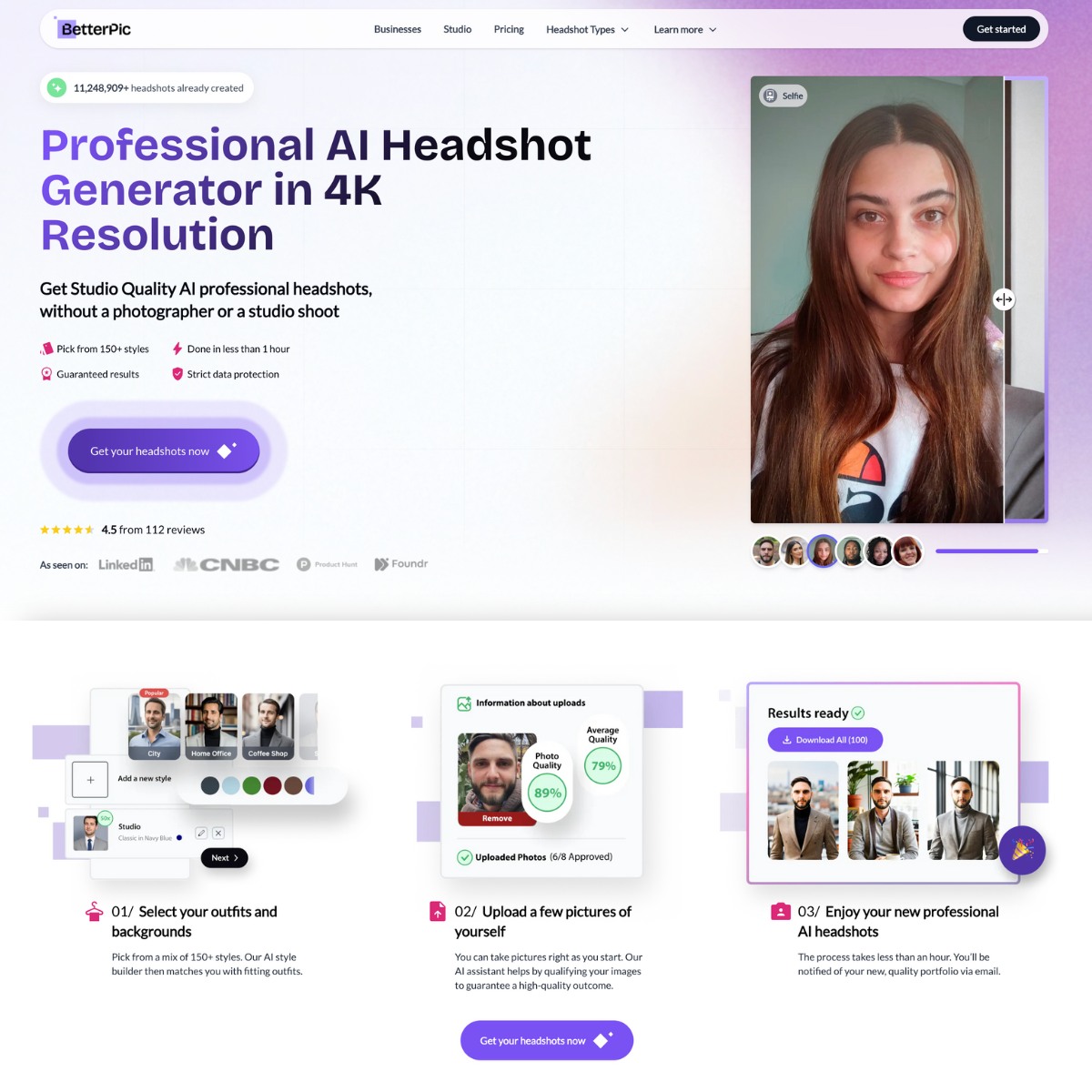 betterpic ai headshot generator for professional headshots